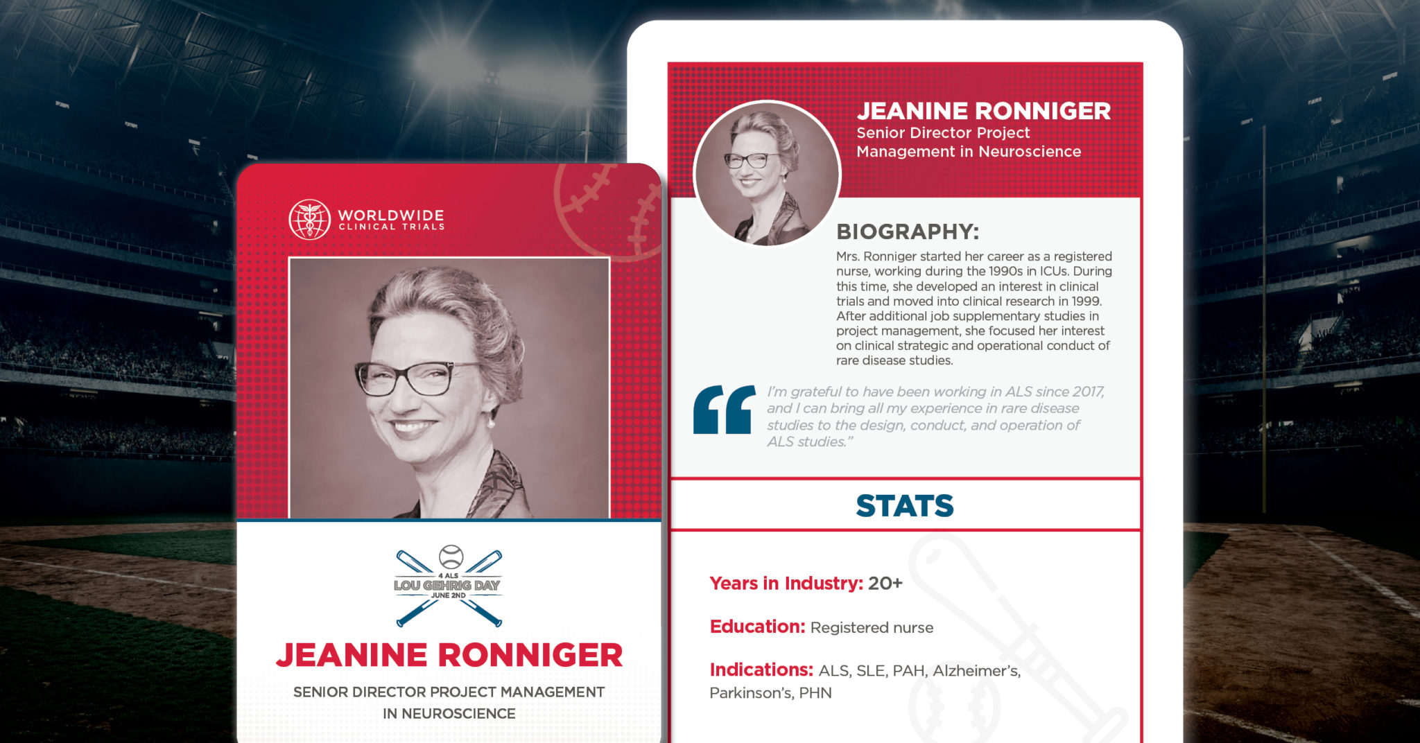 Jeanine Ronniger ALS baseball card